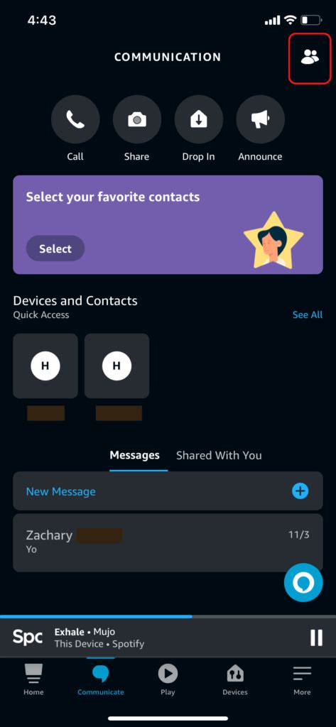 contacts on alexa